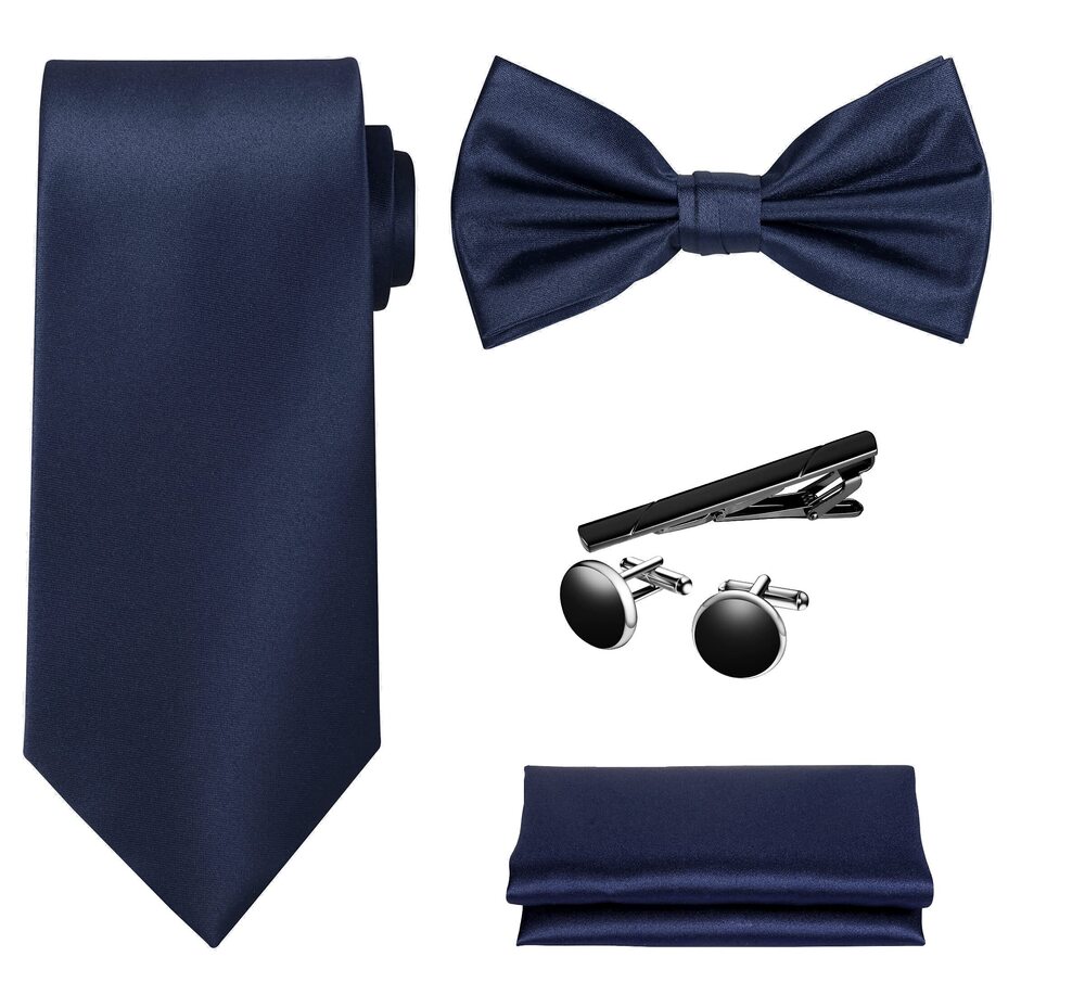 7674 TIE G 5pcs Tie Set in Premium Gift Box : Solid Color Necktie, Satin